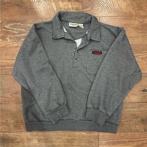 Vintage Gray Windbreaker Sweatshirt with Buttons
